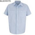 Blue / White Men's Short Sleeve Stripe Shirt